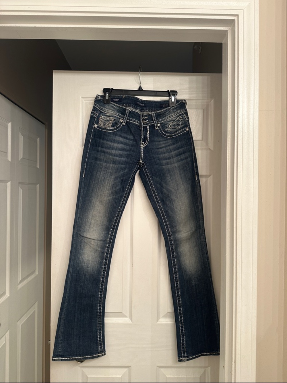 Vigoss Women's Faded Dark Blue Bootcut Jeans